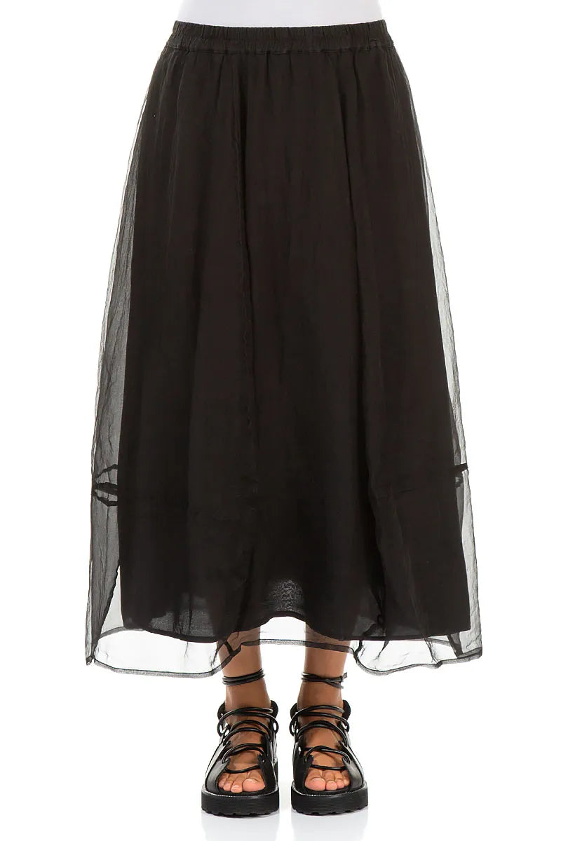 Jupe en mousseline de soie noire fluide