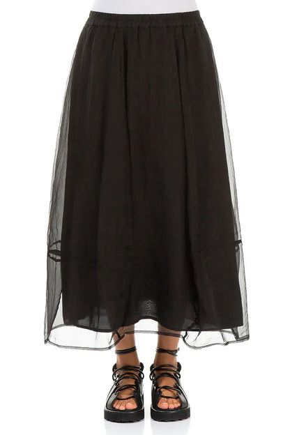 Jupe en mousseline de soie noire fluide
