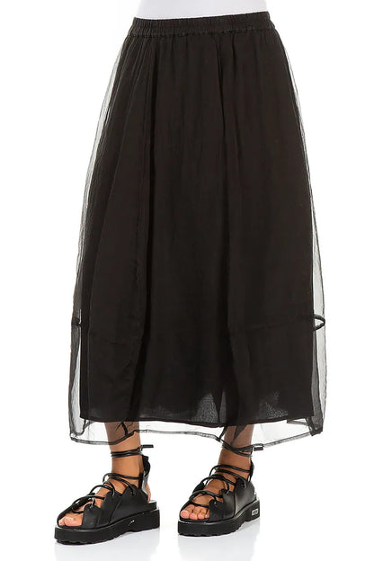 Jupe en mousseline de soie noire fluide