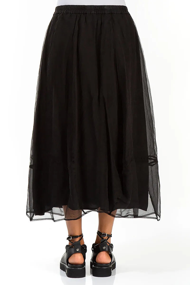Jupe en mousseline de soie noire fluide