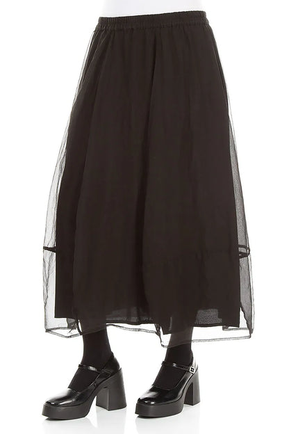 Fluid Black Silk Chiffon Skirt 3