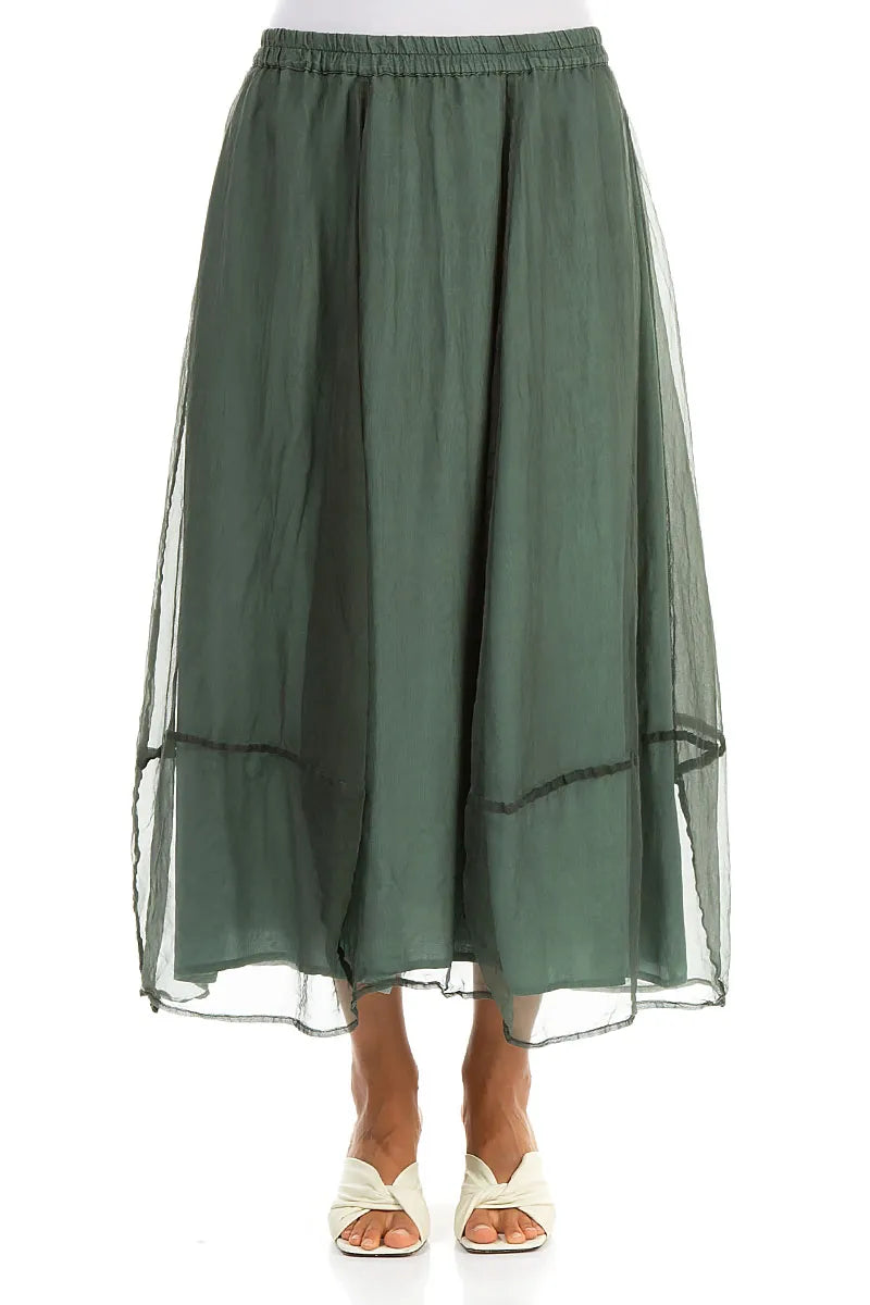 Fluid Sage Silk Chiffon Skirt