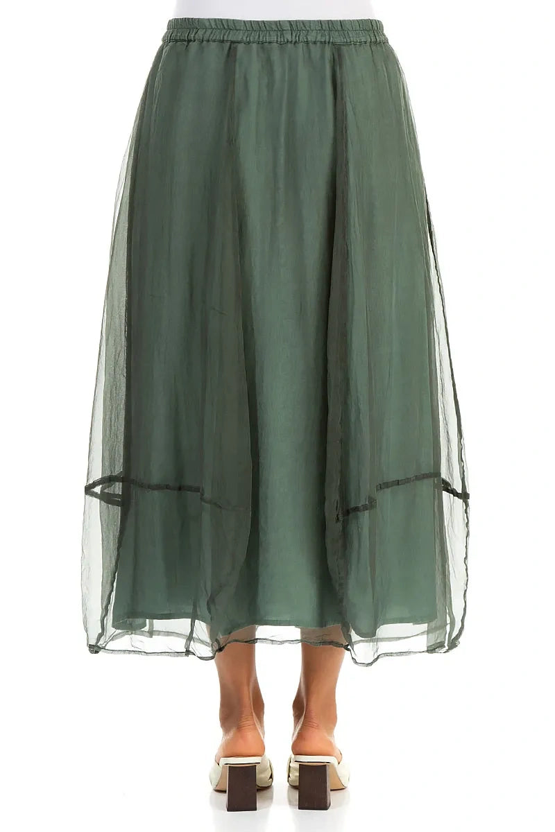 Fluid Sage Silk Chiffon Skirt