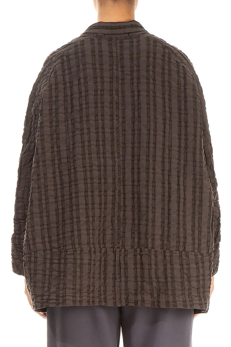 Forest Brown Checkered Linen Cotton Jacket