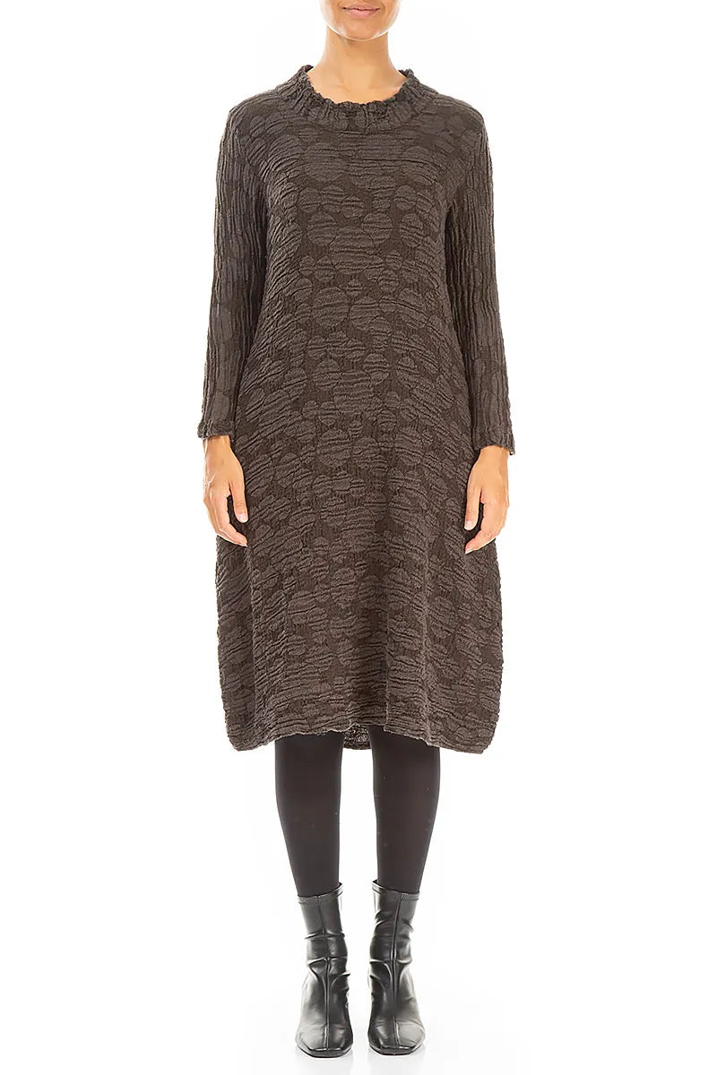 Forest Brown Circle Silk Linen Dress