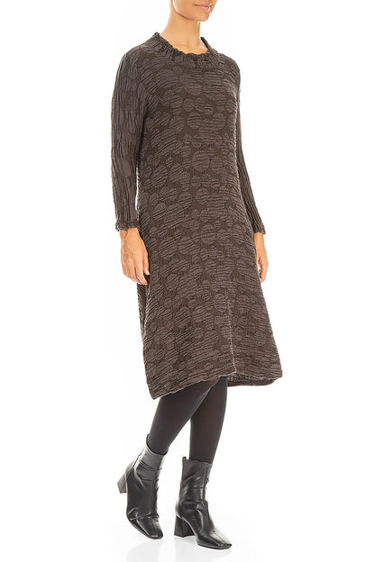 Forest Brown Circle Silk Linen Dress