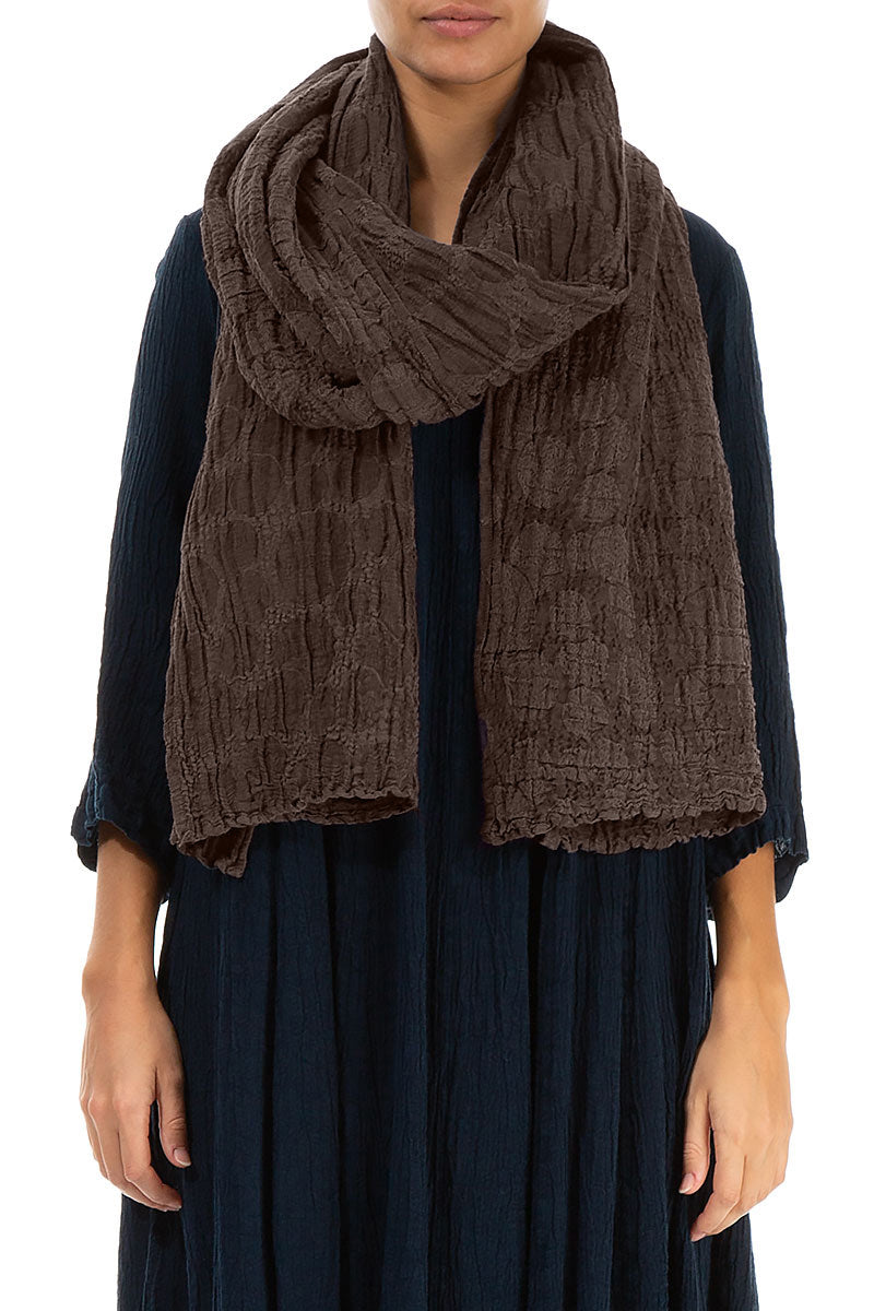 Forest Brown Circle Silk Linen Scarf 1