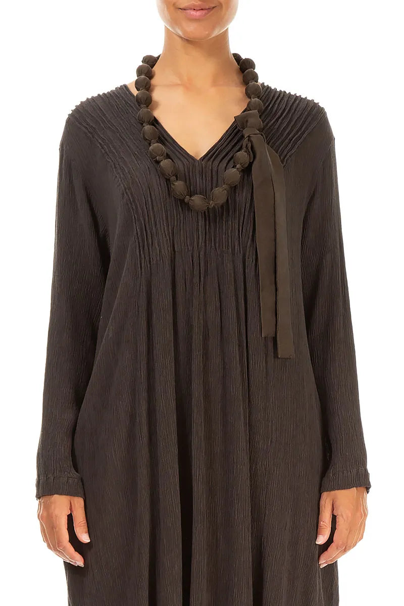 Forest Brown Silk Bead Necklace