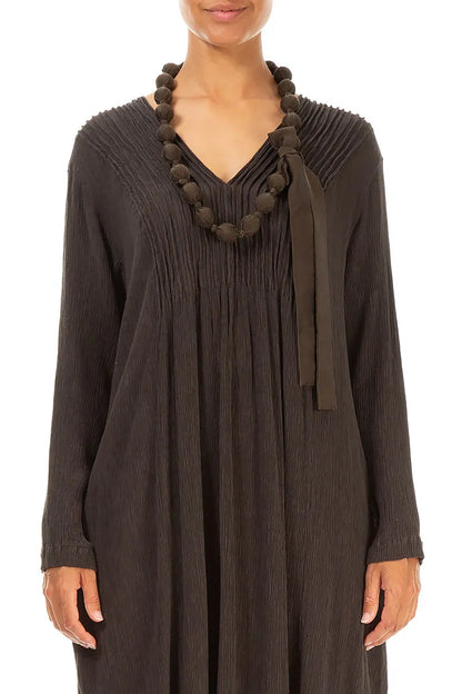 Forest Brown Silk Bead Necklace