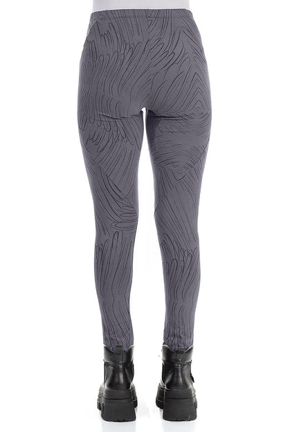 Forest Grey Feathers Cotton Leggings 2