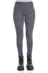 Forest Grey Feathers Cotton Leggings 1