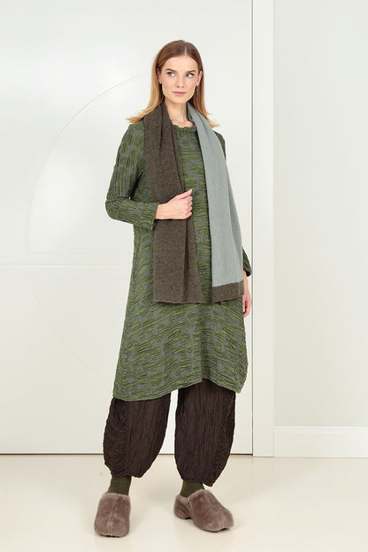 Forest Mist Circle Silk Linen Dress 6