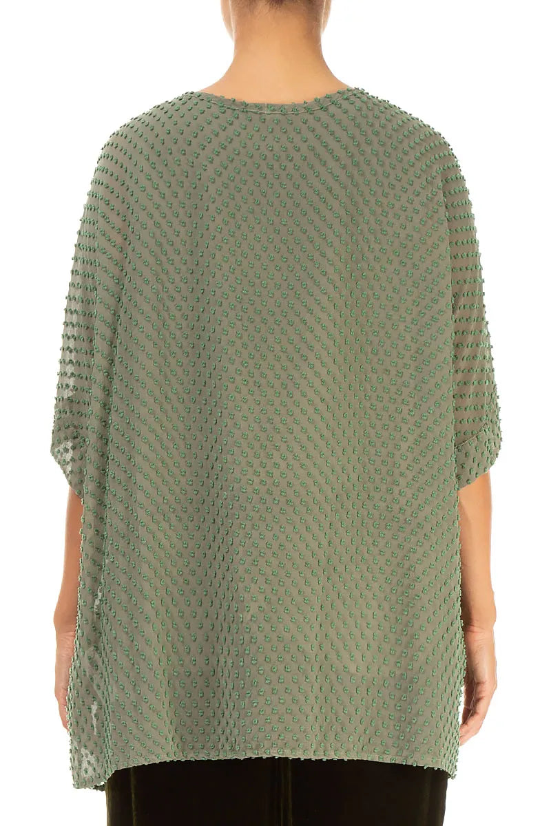 Forest Mist Dotty Silk Blouse 2