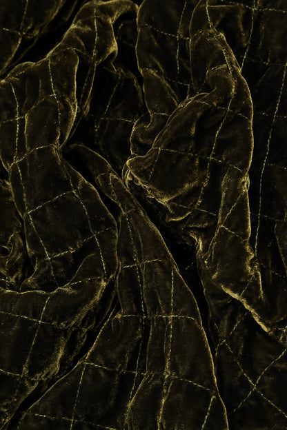 Pantalon en velours de soie plissé cuivré vieilli