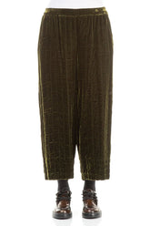 Forest Mist Pleated Silk Velvet Trousers 1