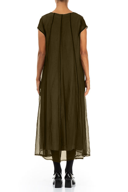 Forest Mist Silk Chiffon Dress 2