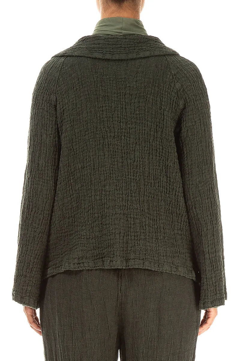 Veste en lin texturé couleur brume de forêt