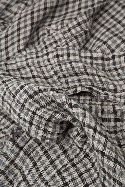 Frayed Edge Beige Heritage Check Linen Jacket 5