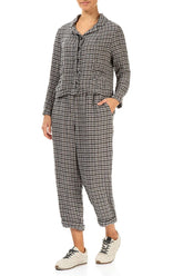 Frayed Edge Beige Heritage Check Linen Jacket 4