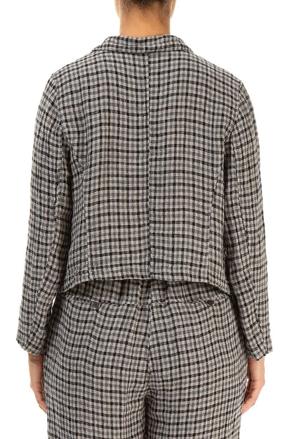 Frayed Edge Beige Heritage Check Linen Jacket 2