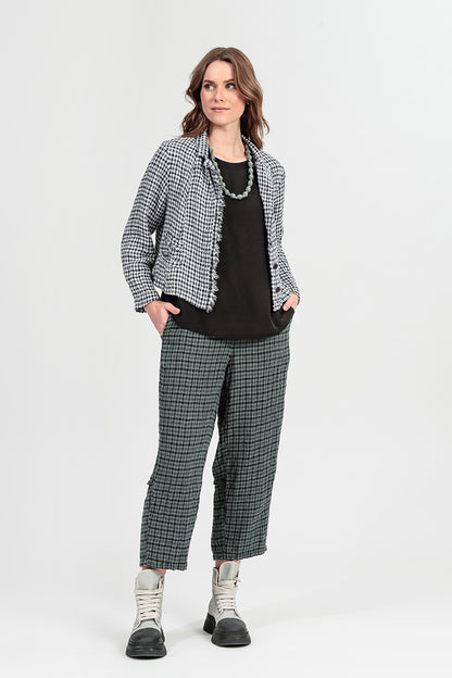 Veste en lin à carreaux Heritage à bords effilochés