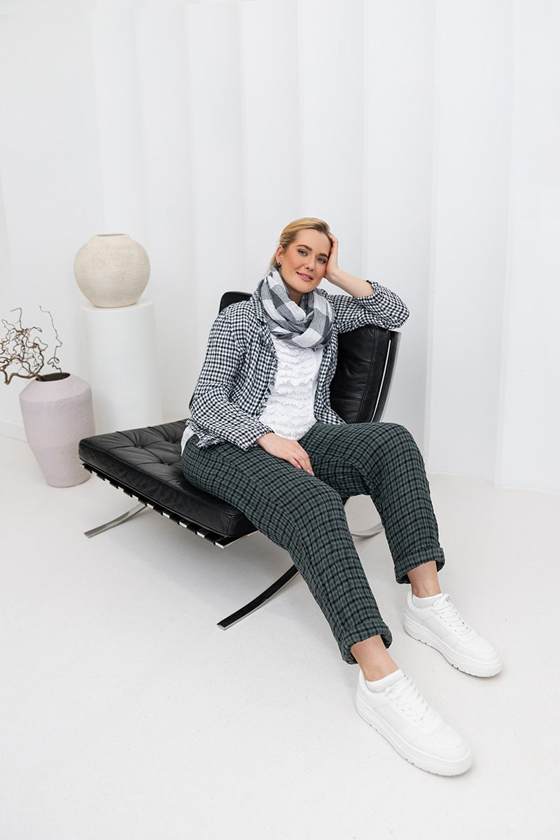 Veste en lin à carreaux Heritage à bords effilochés