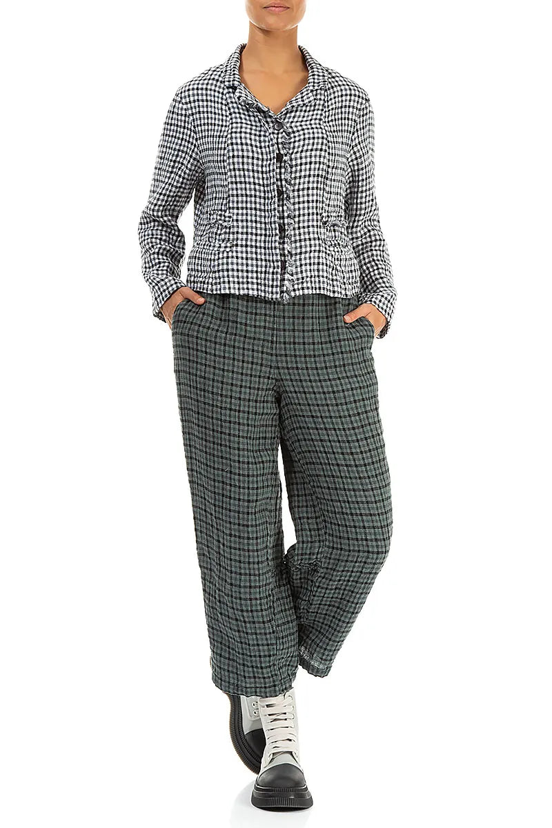 Veste en lin à carreaux Heritage à bords effilochés