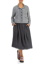 Frayed Hem Graphite Linen Skirt 4