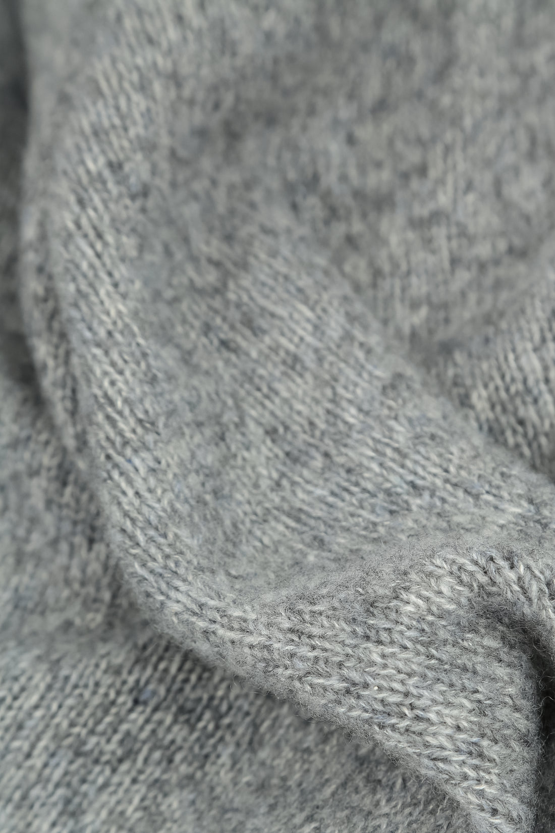 Frayed Hem Light Grey Mélange Cashmere Sweater 5
