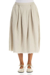 Frayed Hem Natural Linen Skirt 1