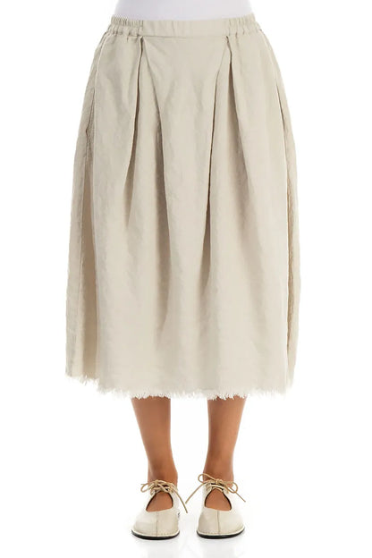 Frayed Hem Natural Linen Skirt 1