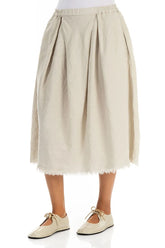 Frayed Hem Natural Linen Skirt 3