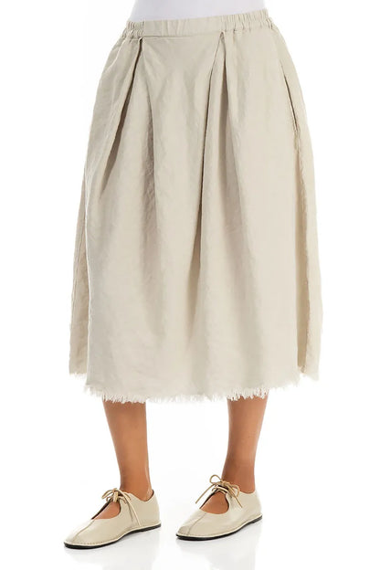 Frayed Hem Natural Linen Skirt 3