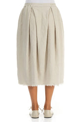 Frayed Hem Natural Linen Skirt 2