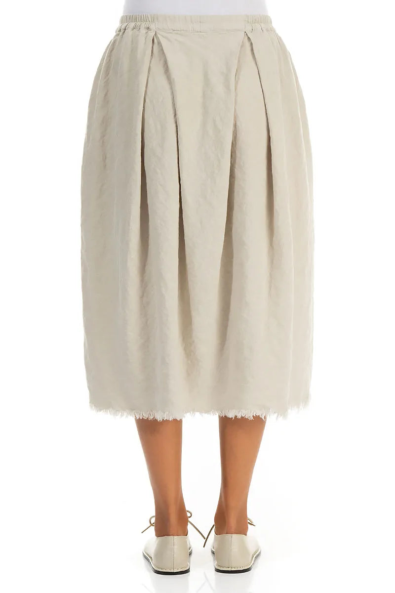 Frayed Hem Natural Linen Skirt 2