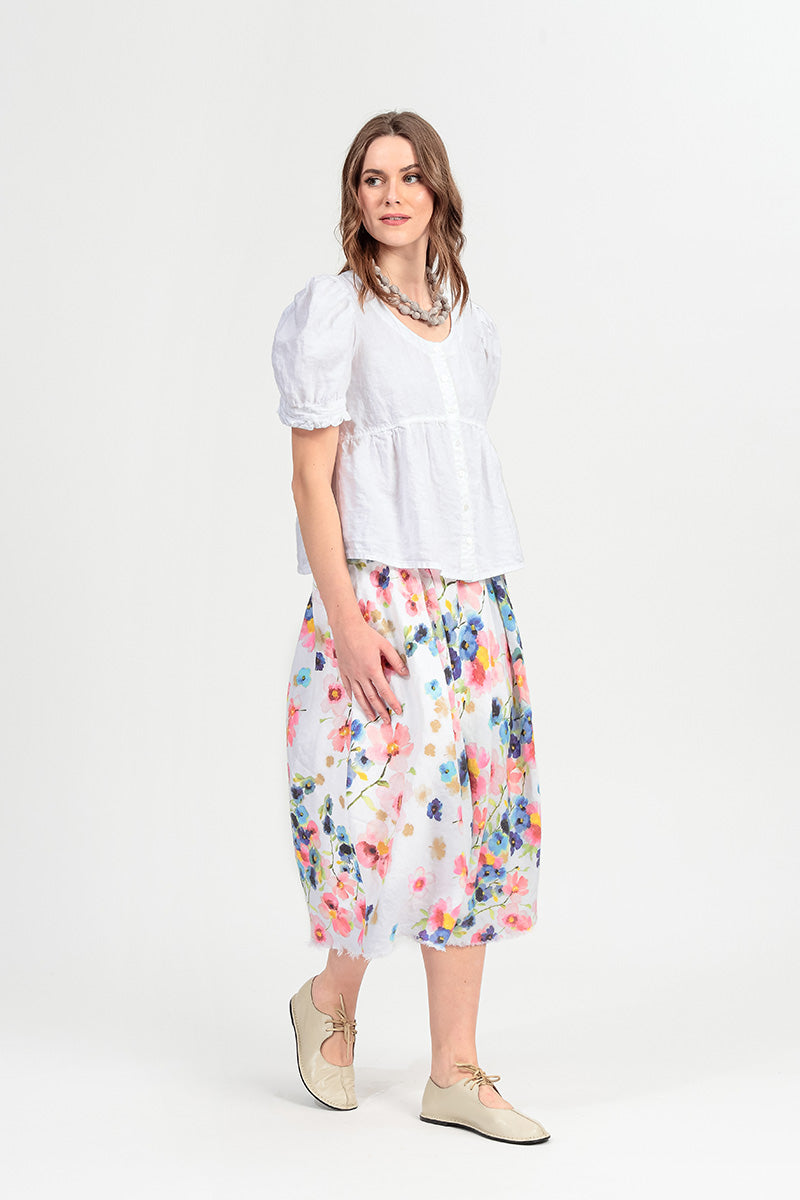 Frayed Hem Primrose Linen Skirt 7