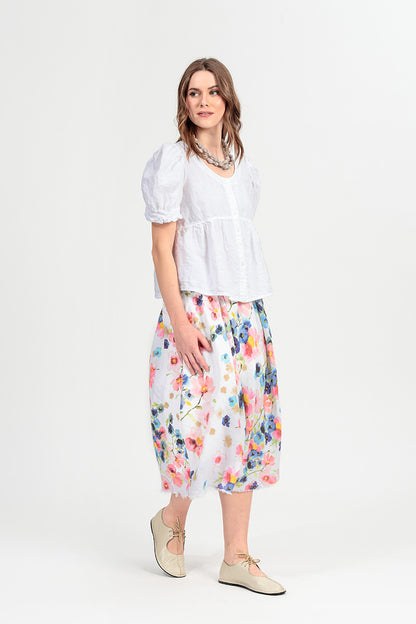 Frayed Hem Primrose Linen Skirt 7