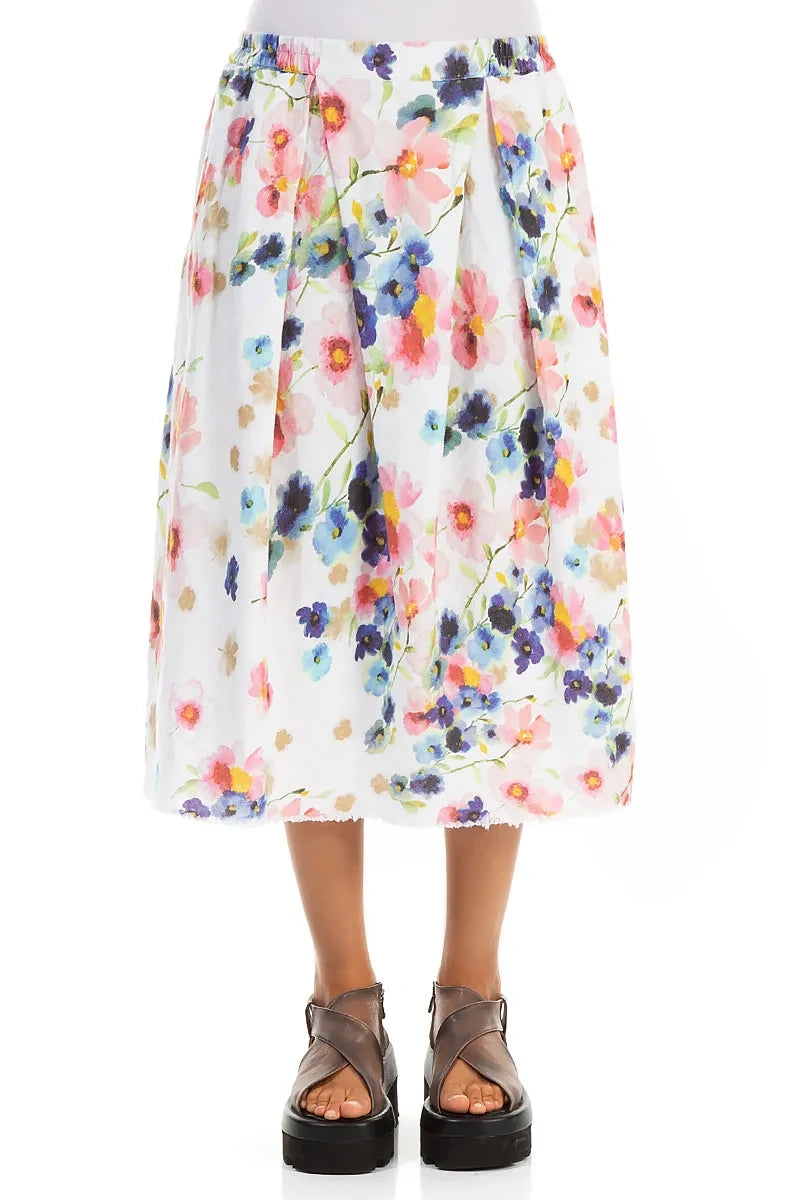 Frayed Hem Primrose Linen Skirt 1
