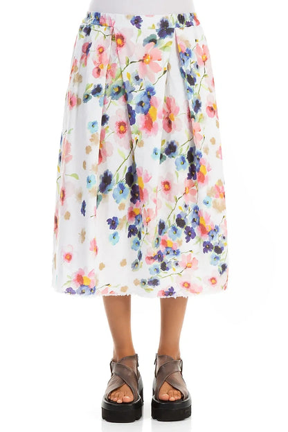 Frayed Hem Primrose Linen Skirt 1