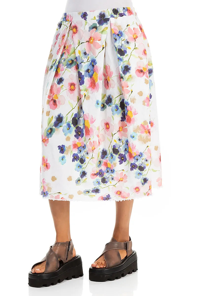 Frayed Hem Primrose Linen Skirt 3