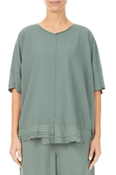 Frayed Hem Sage Cotton Top 1