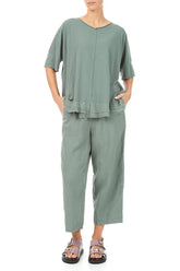 Frayed Hem Sage Cotton Top 4