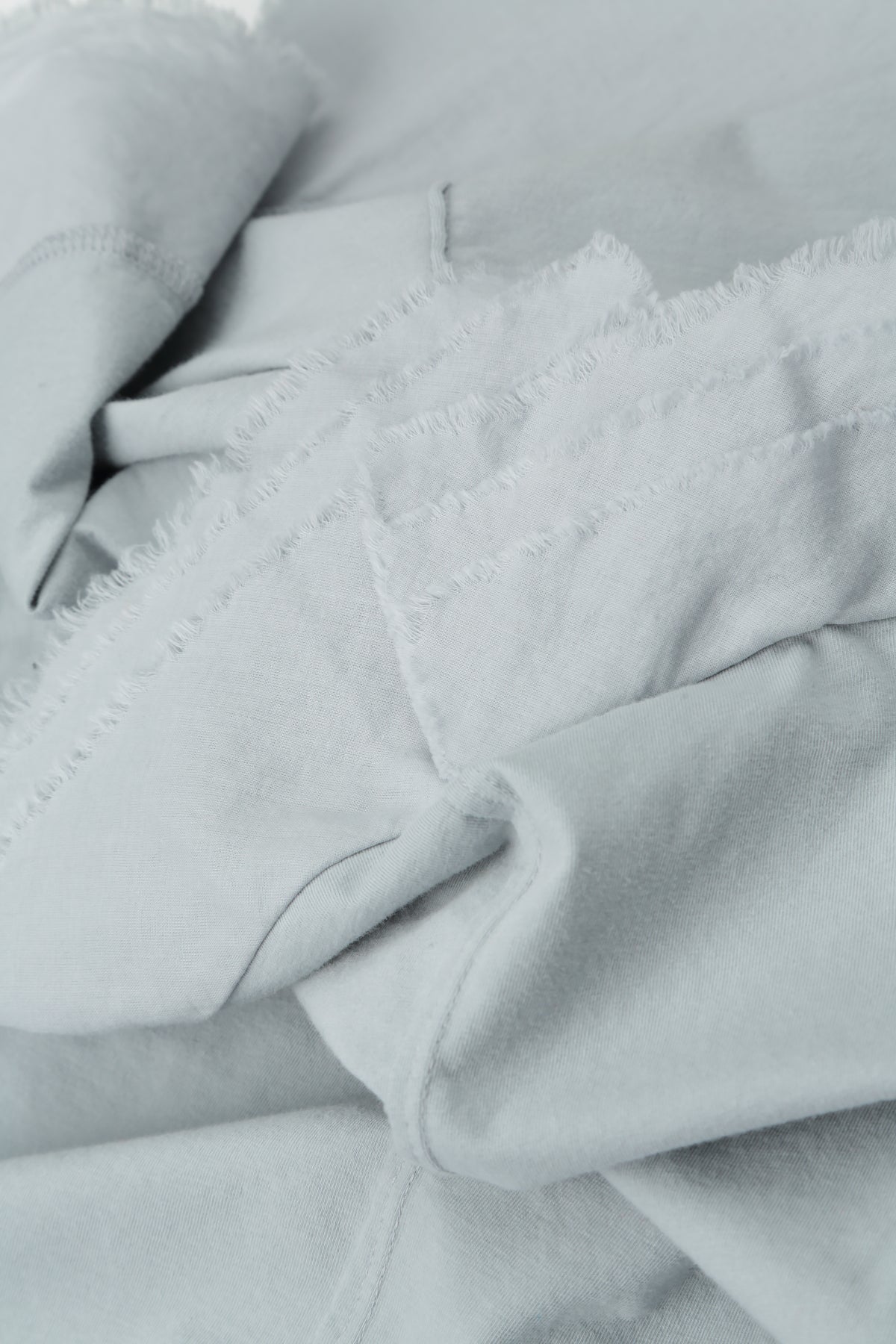 Frayed Hem Silver Grey Cotton Top