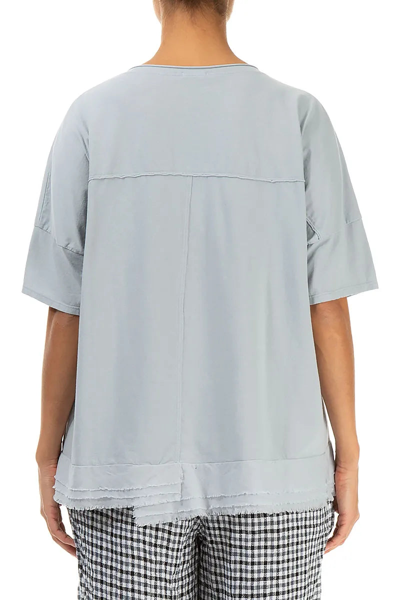 Frayed Hem Silver Grey Cotton Top