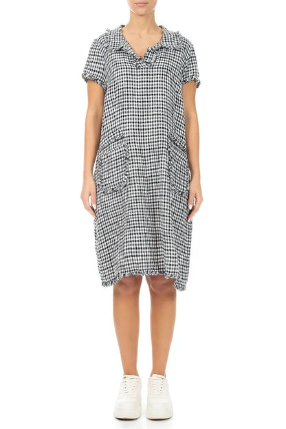 Frayed Heritage Check Linen Dress 1