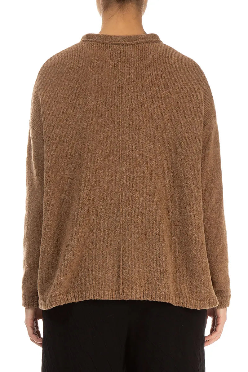 Frill Collar Caramel Wool Cardigan 2