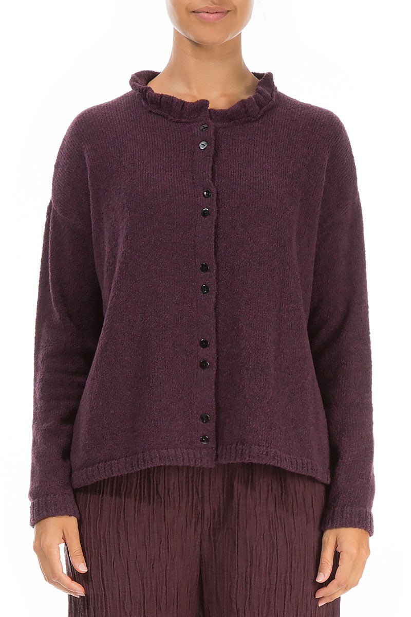 Cardigan en laine de mûrier à col volanté