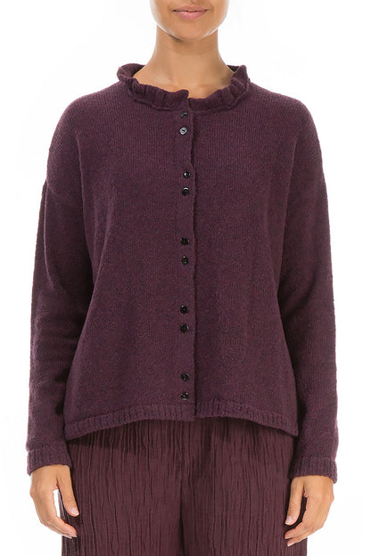 Cardigan en laine de mûrier à col volanté