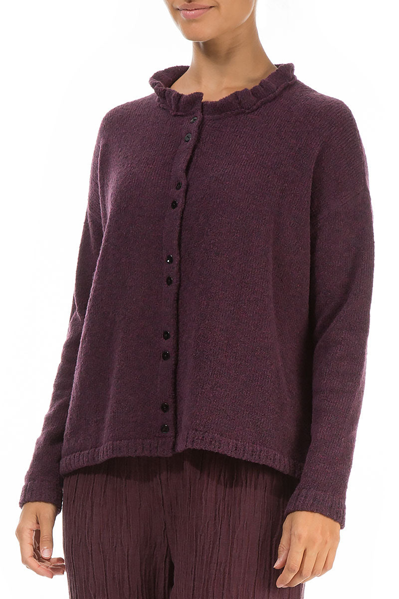 Cardigan en laine de mûrier à col volanté