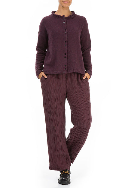 Cardigan en laine de mûrier à col volanté